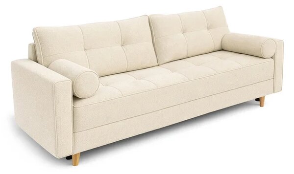 Sofa z Funkcją Spania LONAR Kremowa Boucle Nowoczesna