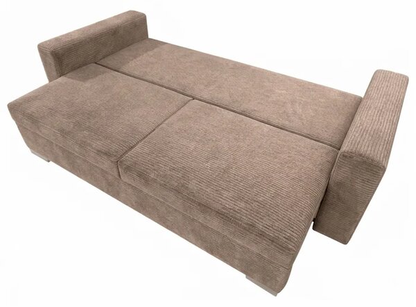 Sofa z Funkcją Spania DRAVOS Ciemnobeżowa Sztruksowa Nowoczesna