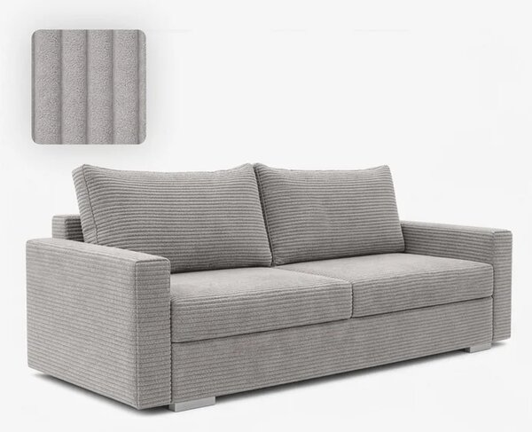 Sofa z Funkcją Spania DRAVOS Szara Sztruksowa Nowoczesna