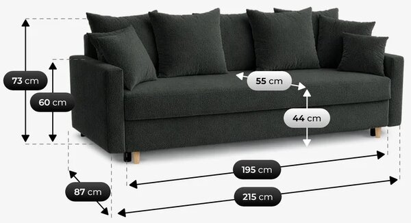 Sofa z Funkcją Spania MARIELA Ciemnoszara Nowoczesna