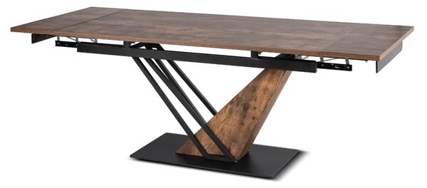 Stół Rozkładany Prostokątny REX 160-220 cm Dąb Rustykalny/Czarny do Jadalni Loft