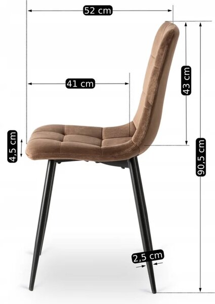 Zestaw Stół Okrągły LAUREN 90 cm Dąb Rustykalny/Czarny i 4 Krzesła PERU Brązowe Welurowe