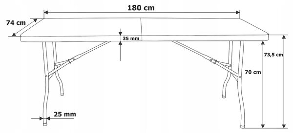 Zestaw cateringowy FETA WHITE stół 180 cm + 6 krzeseł BASICO