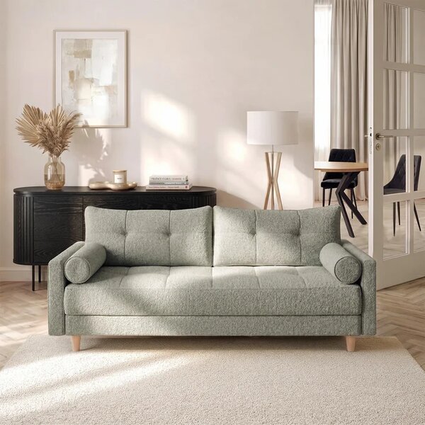 Sofa z Funkcją Spania LONAR Szara Boucle Nowoczesna