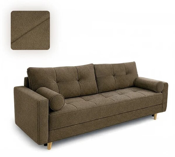 Sofa z Funkcją Spania LONAR Brązowa Boucle Nowoczesna