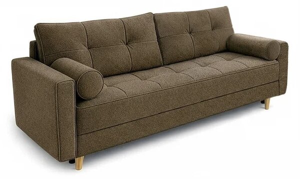 Sofa z Funkcją Spania LONAR Brązowa Boucle Nowoczesna