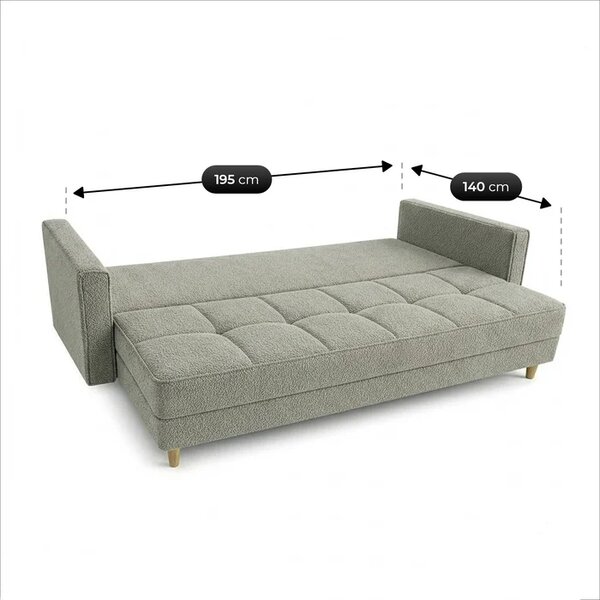 Sofa z Funkcją Spania LONAR Szara Boucle Nowoczesna