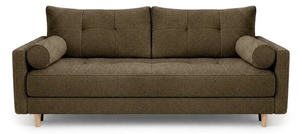 Sofa z Funkcją Spania LONAR Brązowa Boucle Nowoczesna