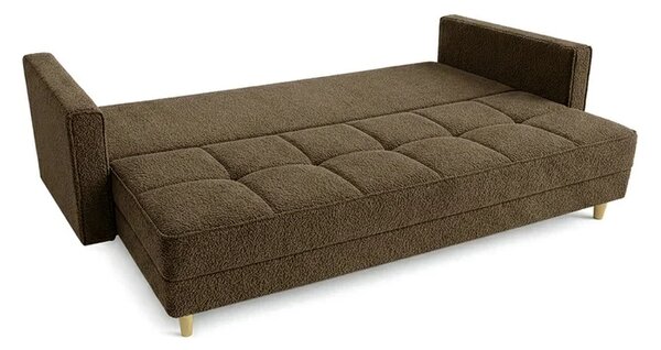 Sofa z Funkcją Spania LONAR Brązowa Boucle Nowoczesna