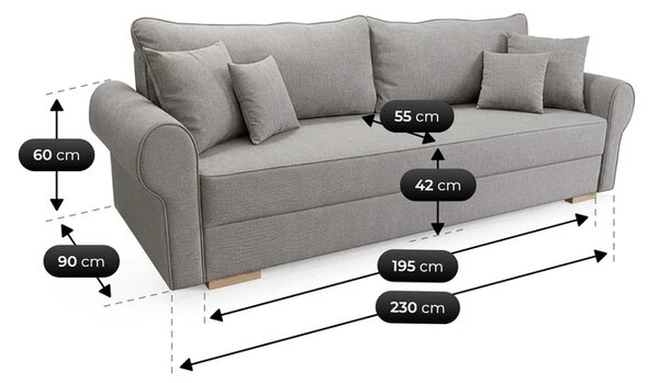 Sofa z Funkcją Spania RELON Szara Nowoczesna
