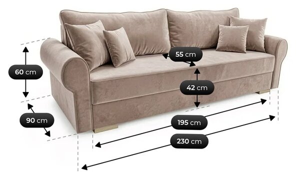 Sofa z Funkcją Spania RELON Beżowa Nowoczesna