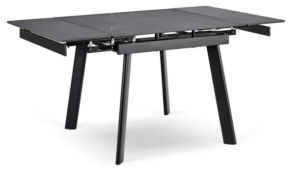 Stół Rozkładany Kwadratowy LARES 90-150 cm Ceramiczny Czarny Marmur/Czarny Loft