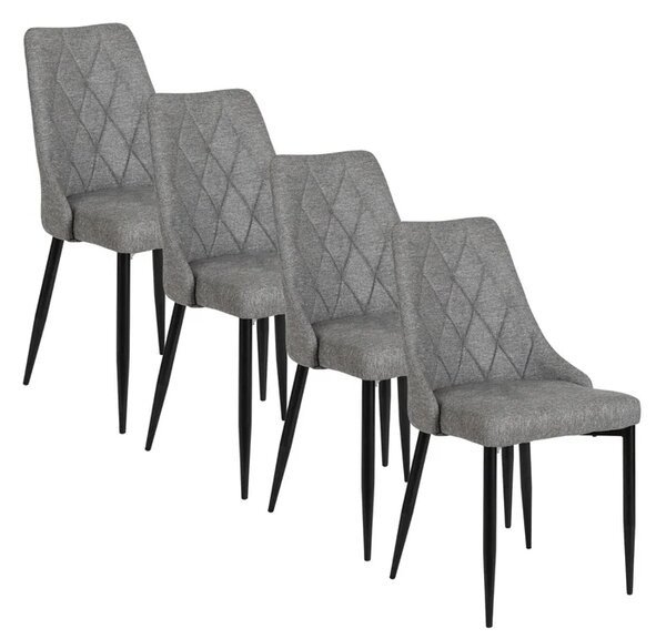 Zestaw 4x Krzesło Tapicerowane do Salonu CORK 2 Szare Nowoczesne Loft