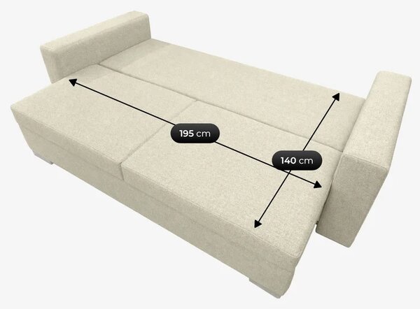 Sofa z Funkcją Spania DRAVOS Kremowa Nowoczesna