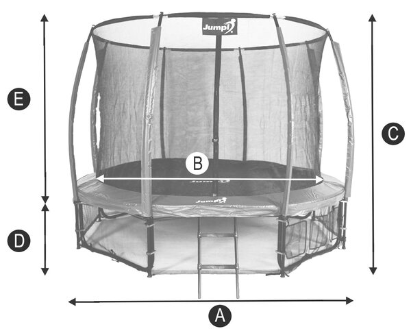 Trampolina Ogrodowa Jumpi 252cm/8FT Maxy Comfort Plus CZARNA Z Wewnętrzną Siatką