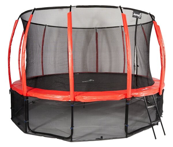 Trampolina Ogrodowa Jumpi 435cm/14FT Maxy Comfort Plus Czerwona Z Wewnętrzną Siatką