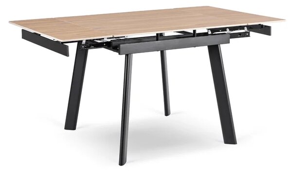 Stół Rozkładany Kwadratowy LARES 90-150 cm Ceramiczny Dąb/Czarny Loft