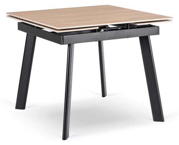 Stół Rozkładany Kwadratowy LARES 90-150 cm Ceramiczny Dąb/Czarny Loft