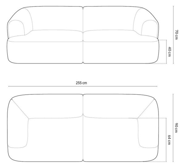 Zielona sztruksowa sofa 255 cm Campi – Cosmopolitan Design