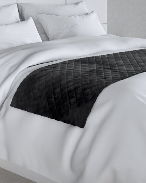 Narzuta hotelowa bieżnik Velvet 60x200cm kolor czarny tkanina połyskliwa, welwetowa