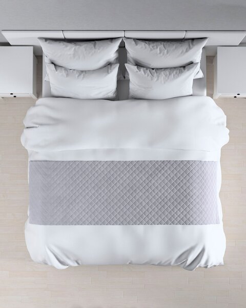 Narzuta hotelowa bieżnik Velvet 60x200cm kolor szary tkanina połyskliwa, welwetowa