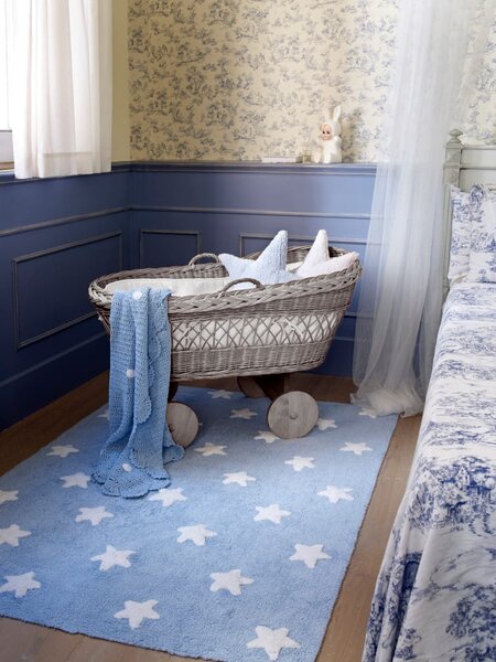 Dywan bawełniany do prania Blue Stars White