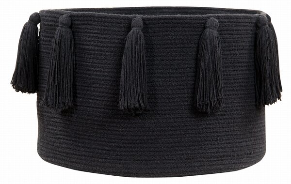 Pojemnik na zabawki Basket Tassels Black
