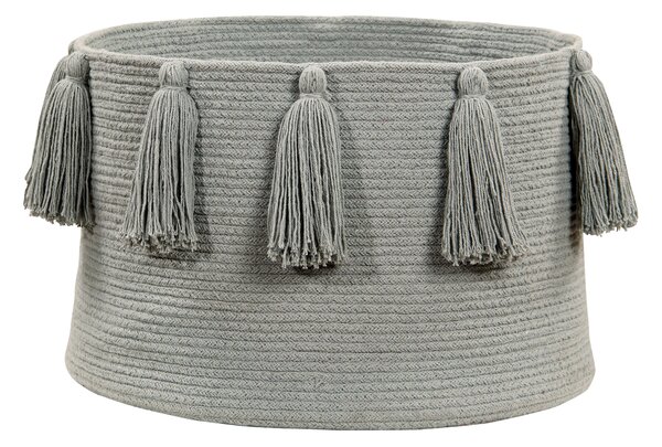 Pojemnik na zabawki Basket Tassels Grey