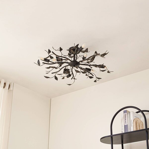 Lampa sufitowa Yos Lindby, możliwość ściemniania, czarny, sypialnia, metal, florentyński
