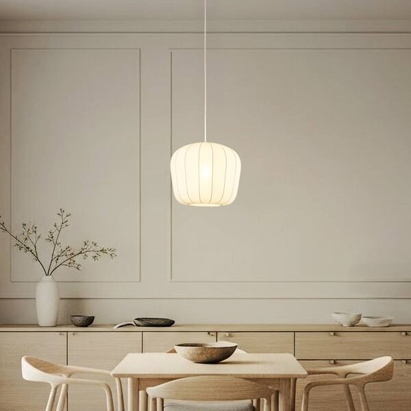 Lampa wisząca Helin Lindby, możliwość ściemniania, biały / opal, salon / jadalnia, tkanina / materiał / jedwab, nowoczesny