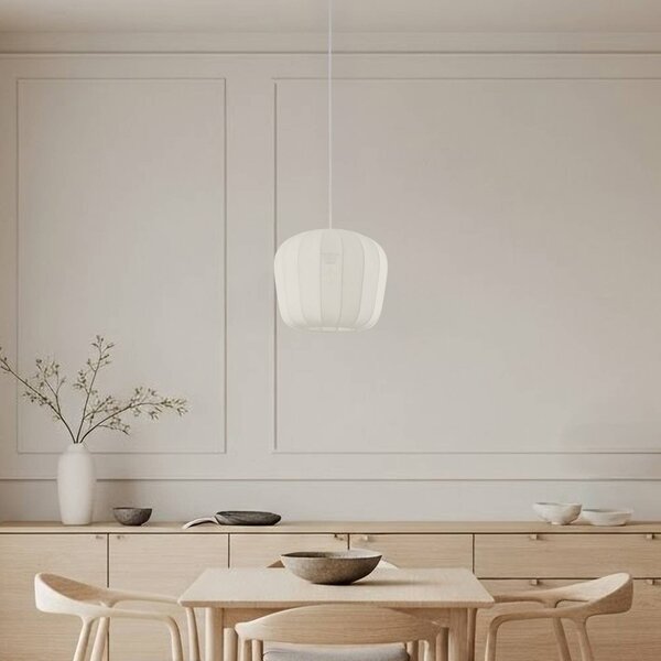 Lampa wisząca Helin Lindby, możliwość ściemniania, biały / opal, salon / jadalnia, tkanina / materiał / jedwab, nowoczesny