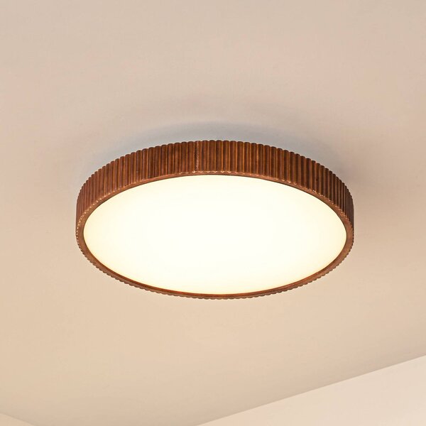 Lampa sufitowa LED Velua Lindby, możliwość ściemniania, ciemne drewno, salon / jadalnia, drewno, nowoczesny