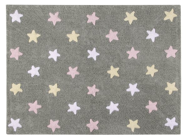 Dywan bawełniany do prania w pralce Tricolor Star Grey/Rosa