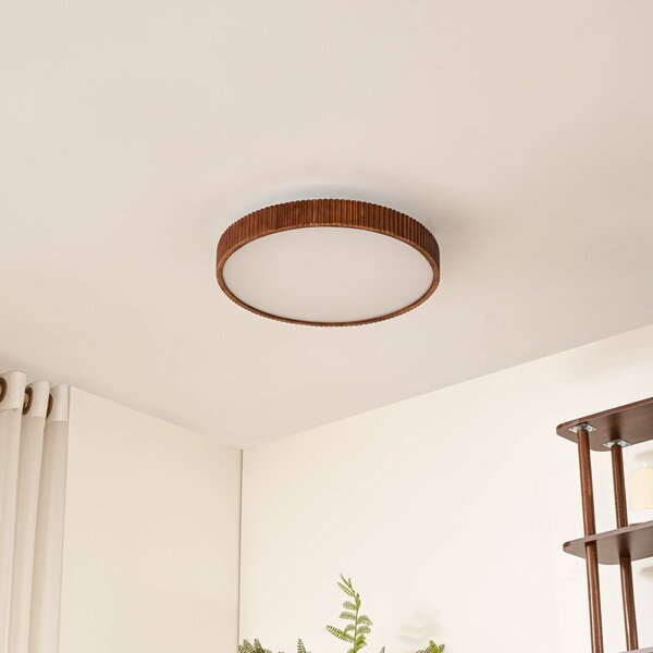 Lampa sufitowa LED Velua Lindby, możliwość ściemniania, ciemne drewno, salon / jadalnia, drewno, nowoczesny