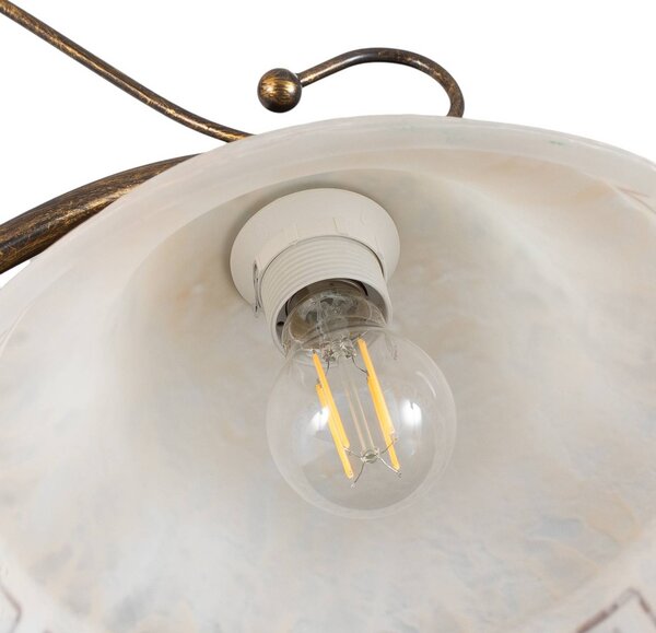 Lampa wisząca szklana BILIARDO GIORGIO ONLI, możliwość ściemniania, brązowy / mosiężny, salon / jadalnia, szkło, dworkowy / rustykalny