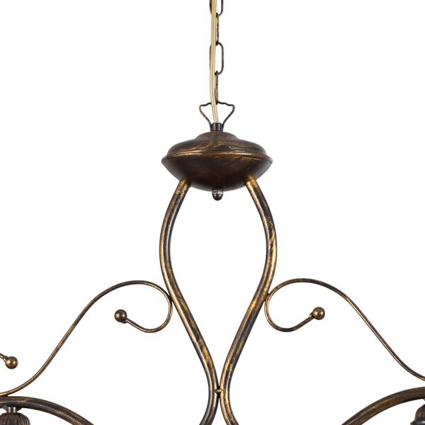 Lampa wisząca szklana BILIARDO GIORGIO ONLI, możliwość ściemniania, brązowy / mosiężny, salon / jadalnia, szkło, dworkowy / rustykalny