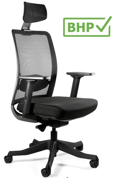 Krzesło biurowe Anggun BL418 Black, zgodne z normą BHP