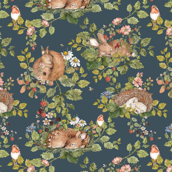 Dziecięca tapeta - Little Sleepy Animals Ciemna