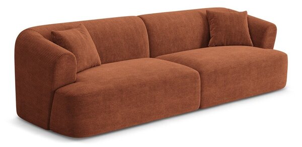 Sztruksowa sofa w kolorze terakoty 255 cm Campi – Cosmopolitan Design