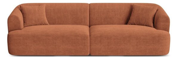 Sztruksowa sofa w kolorze terakoty 255 cm Campi – Cosmopolitan Design