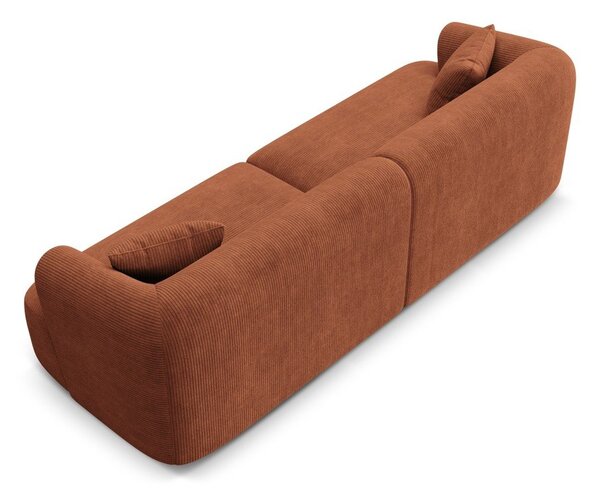 Sztruksowa sofa w kolorze terakoty 255 cm Campi – Cosmopolitan Design