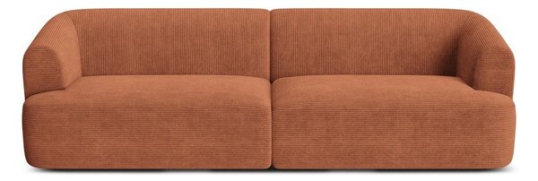 Sztruksowa sofa w kolorze terakoty 255 cm Campi – Cosmopolitan Design