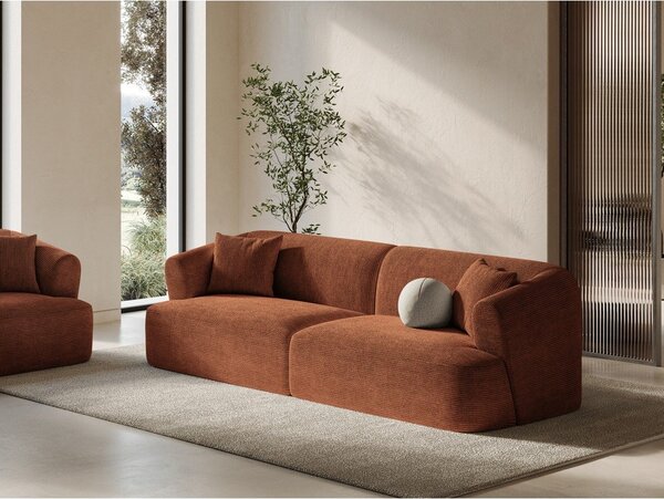 Sztruksowa sofa w kolorze terakoty 255 cm Campi – Cosmopolitan Design