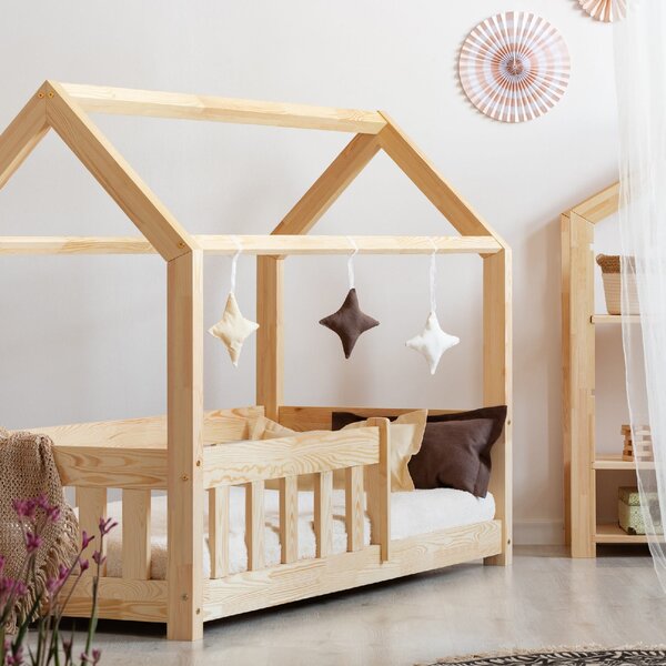 Łóżko Domek Bed House Naturalne Ze Stelażem + szuflada
