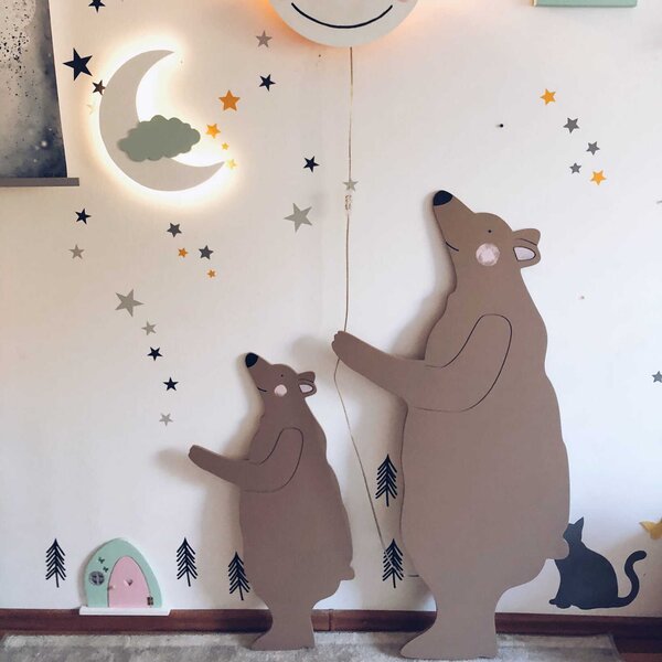 Drewniany Miś Tedi L na ścianę 119 cm – dekoracja ścienna do pokoju dziecka