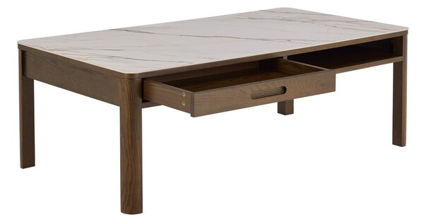 Beżowo-ciemnobrązowy stolik z ceramicznym blatem 70x130 cm Southampton – Actona