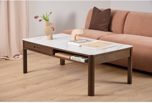 Beżowo-ciemnobrązowy stolik z ceramicznym blatem 70x130 cm Southampton – Actona