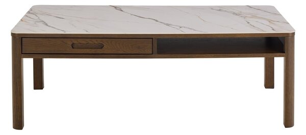 Beżowo-ciemnobrązowy stolik z ceramicznym blatem 70x130 cm Southampton – Actona