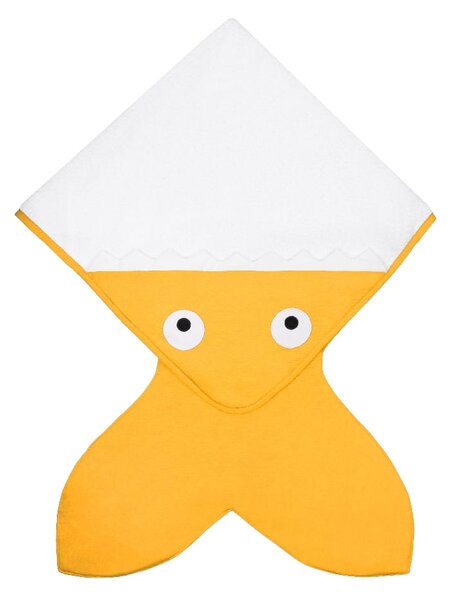 Baby Bites Ręcznik z kapturkiem Shark 75 x 75 cm Mustard