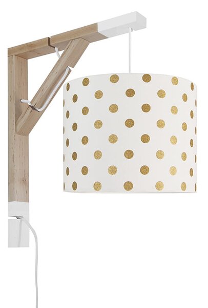 Lampa wisząca na ścianę kinkiet dla dzieci Simple Złote Grochy